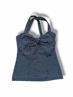 Anthropologie Postcard Retro Polka Dot Twist Bust Cross Back Sweetheart Top